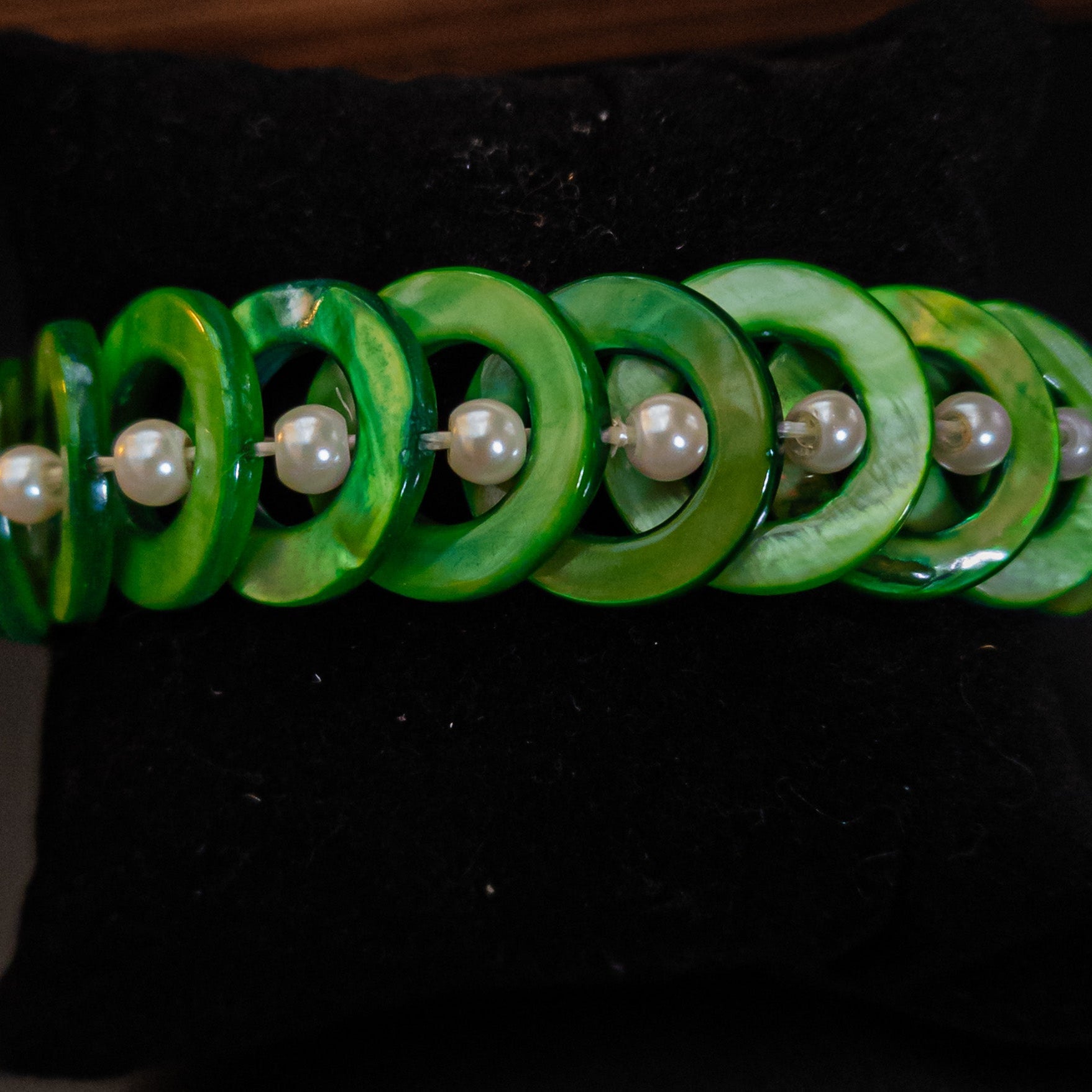 Chunky Wide Shell Bangle With Pearls