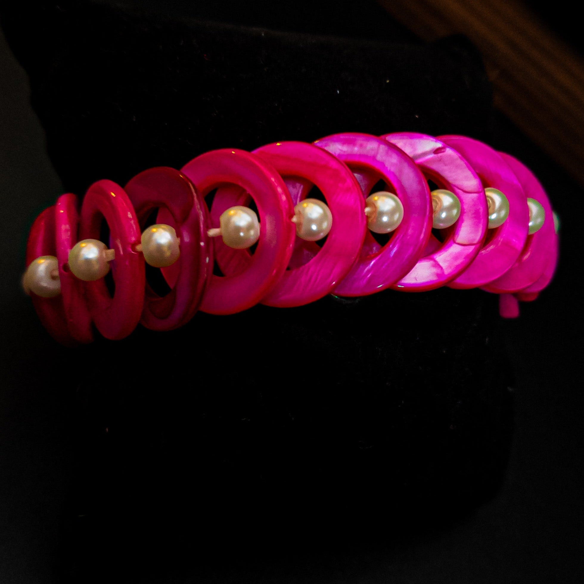 Chunky Wide Shell Bangle With Pearls