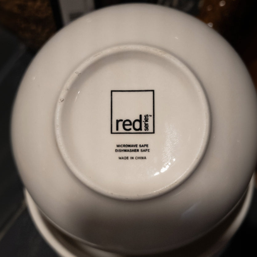 Red Series White Porcelain Bowl Set of 4