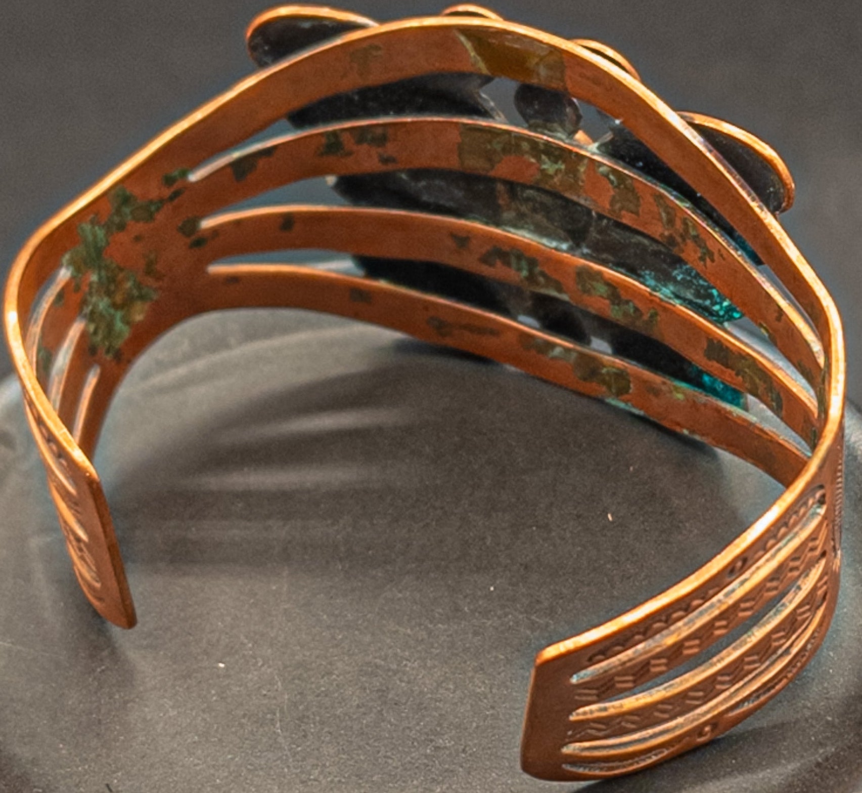 Copper Butterfly Cuff Bracelet With Faux Turquoise