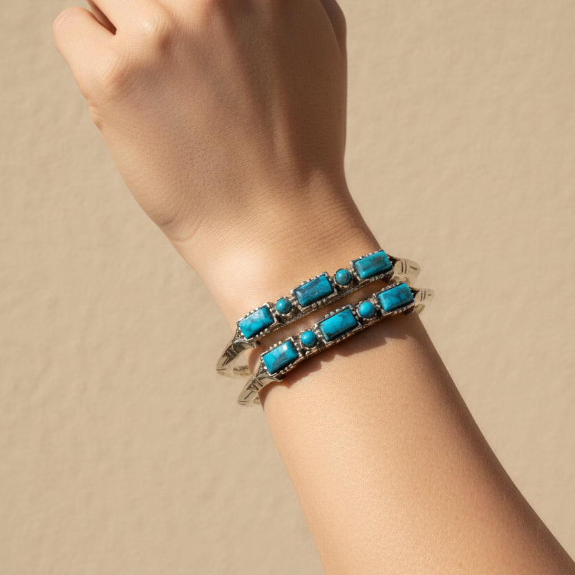 Native American style Faux Turquoise Cuff Bracelet