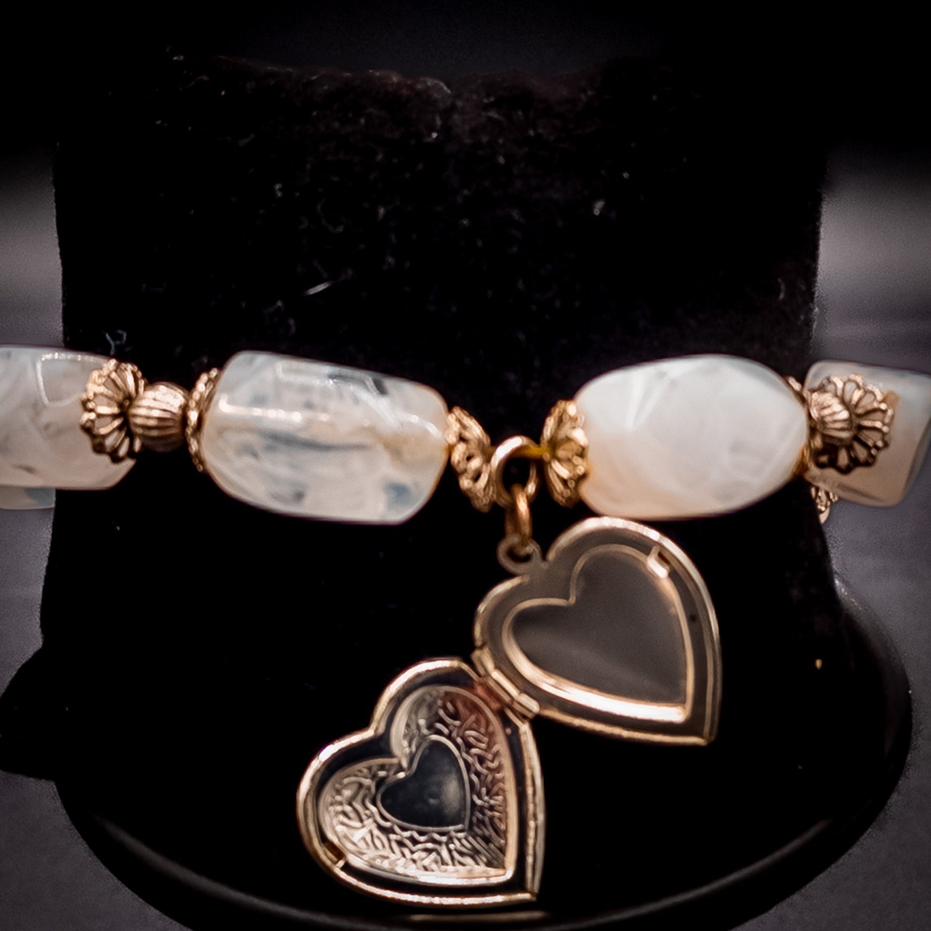 Beaded Bracelet with Metal Heart Locked