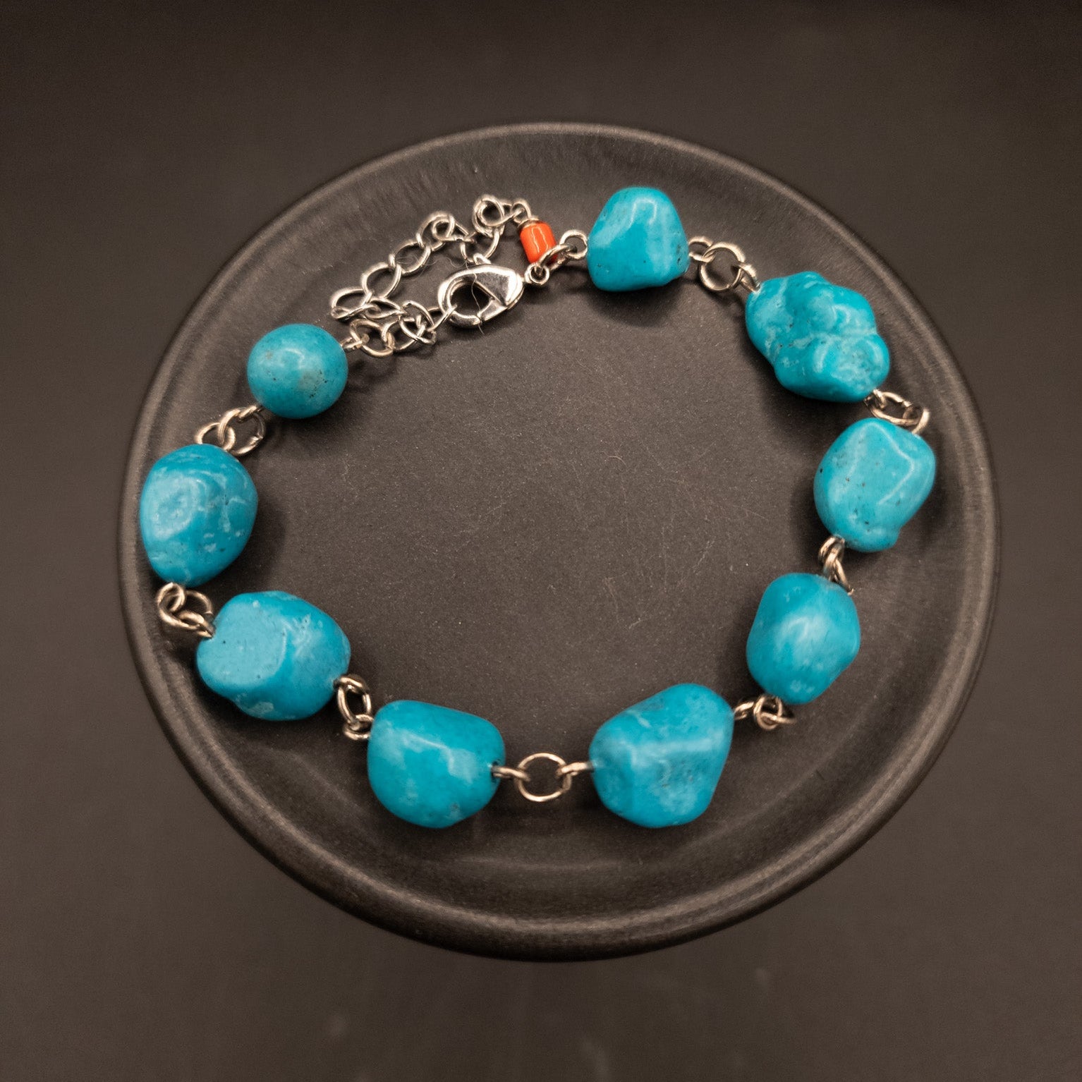 Faux Chunk Turquoise On a Chain Bracelet