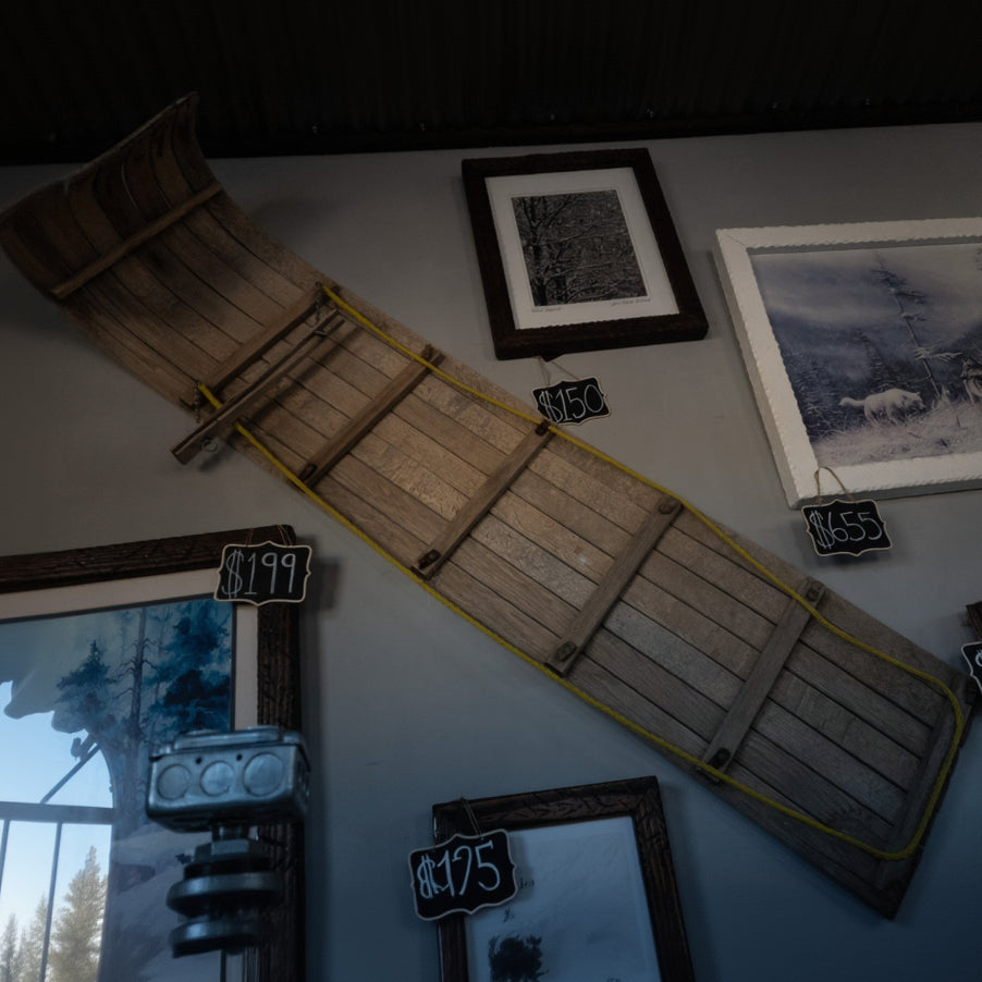 Wooden Antique Toboggan Nonfunctional Decor