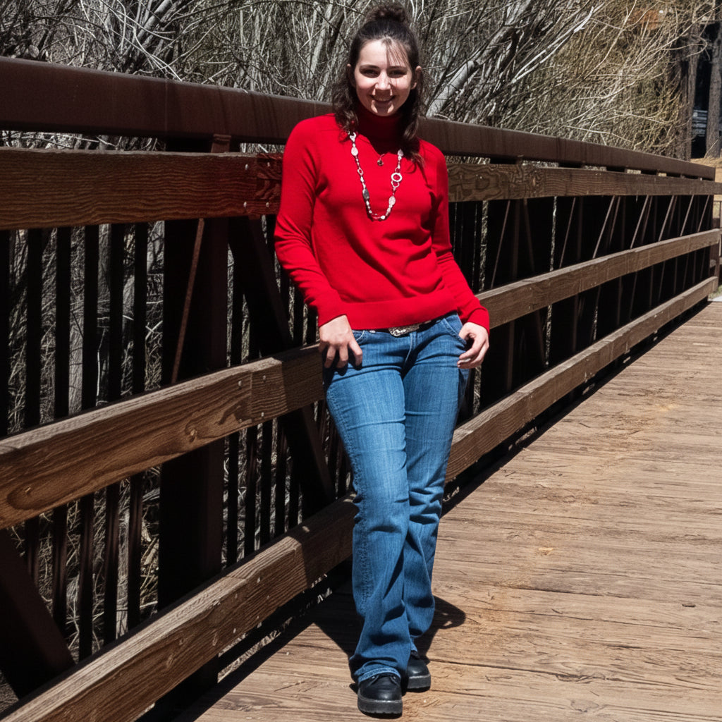 Pendleton Long Sleeve Red Turtleneck 100% Wool Sweater