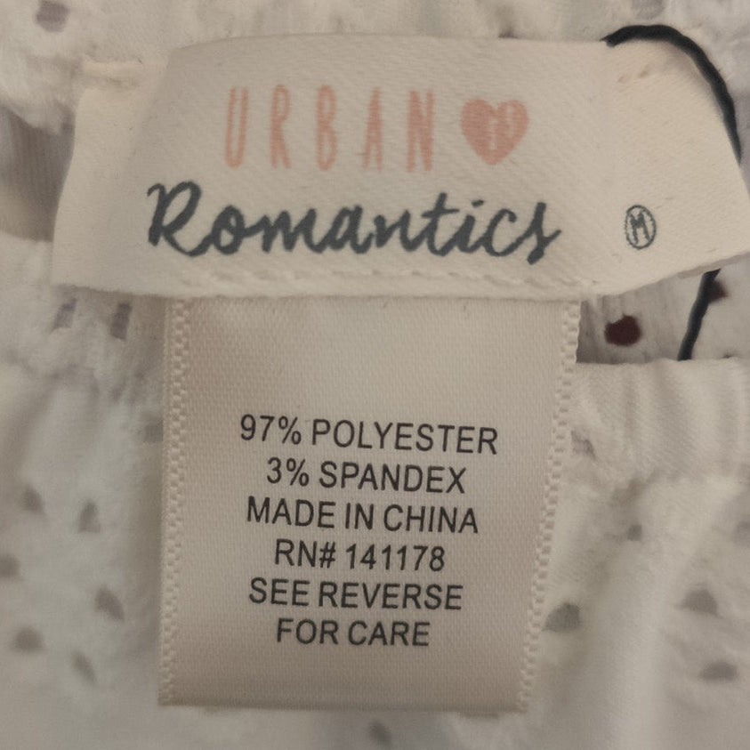 Urban Romantics White Eyelet Smocked Cropped Flowy Blouse