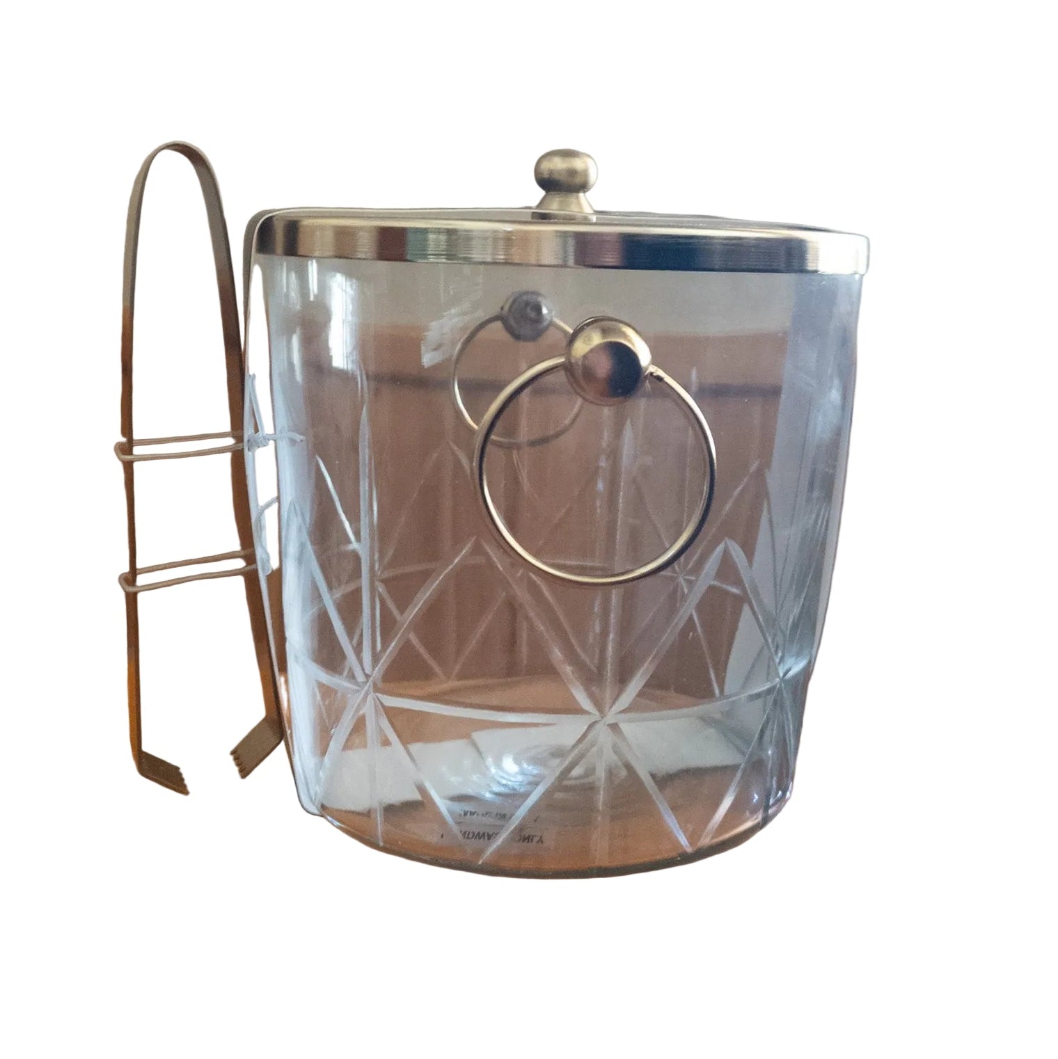 Glass Ice Bucket with Tongs