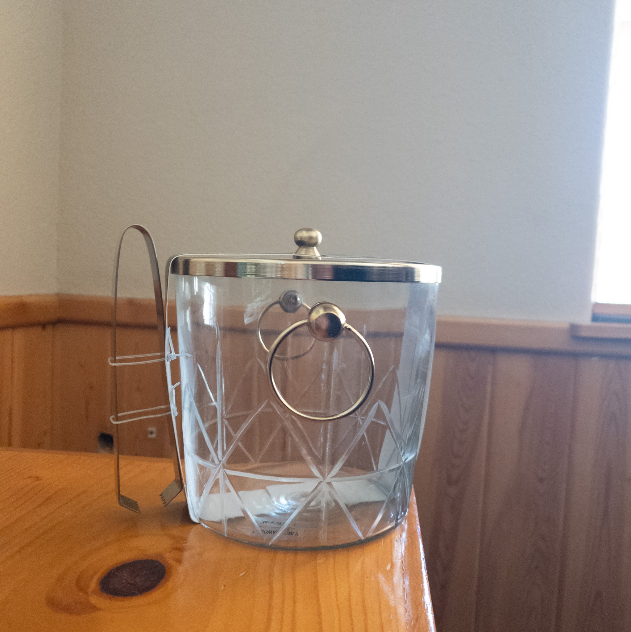 Glass Ice Bucket with Tongs