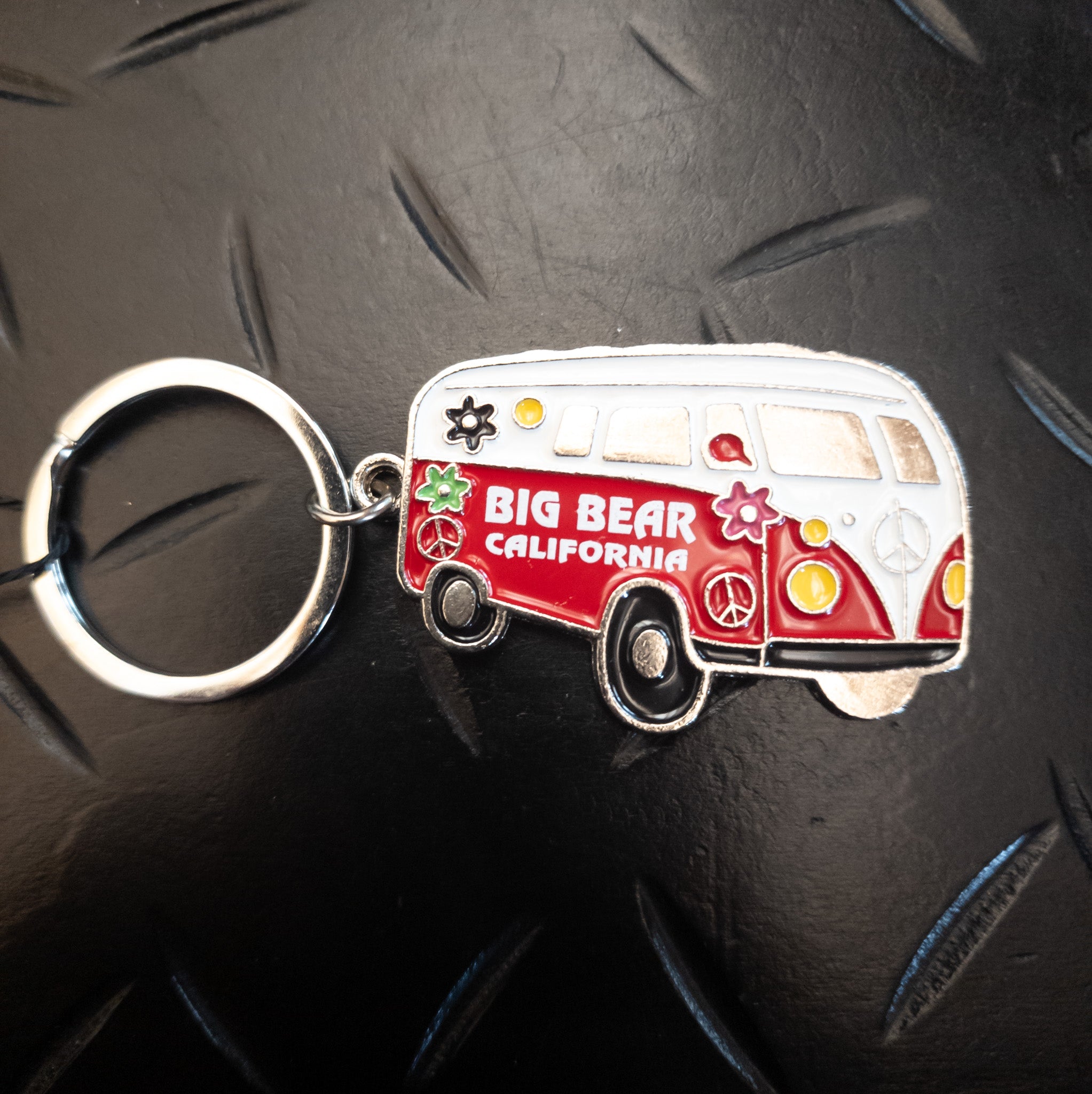 Big Bear California Hippie Metal VW Bus Keychain