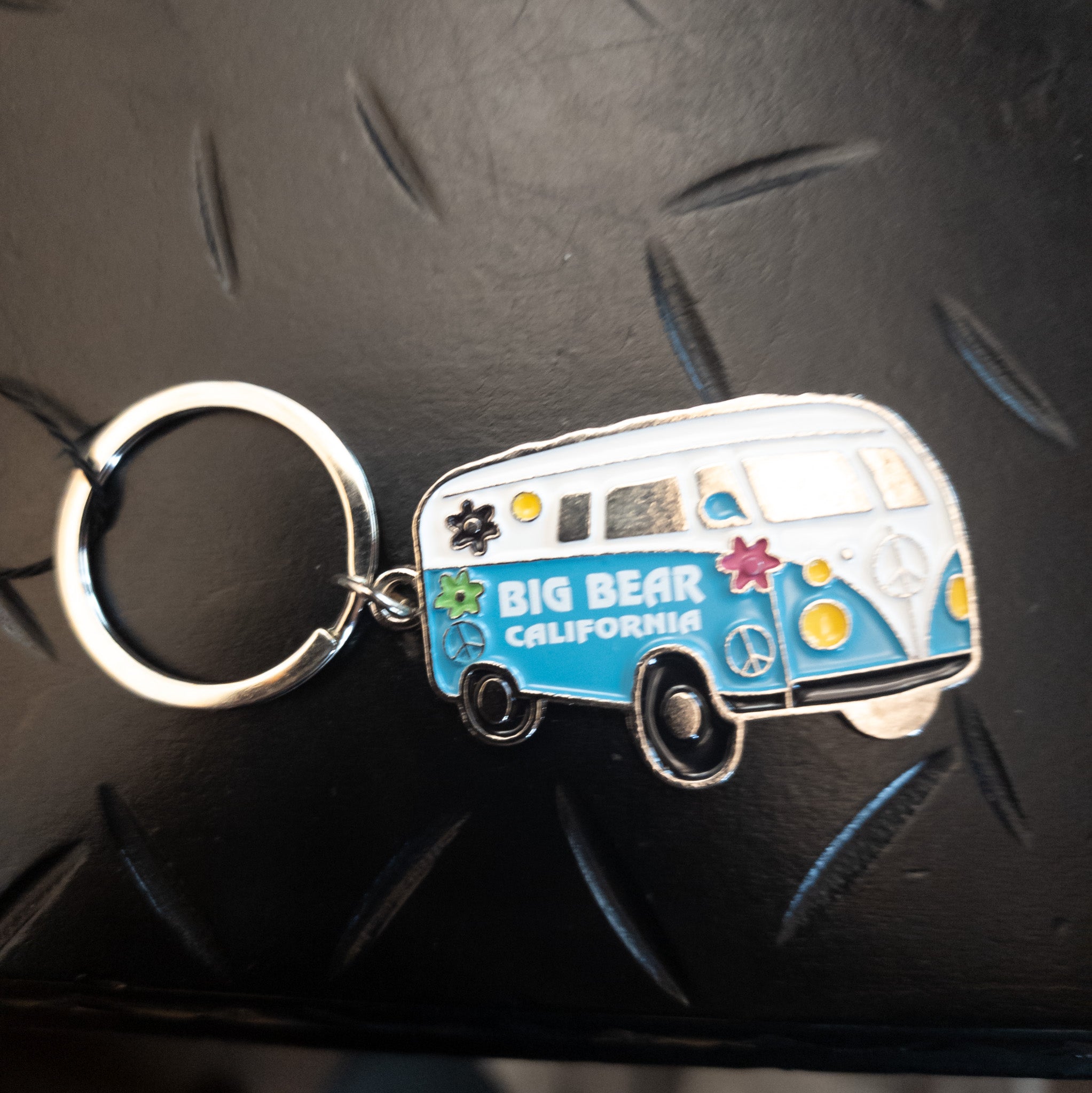 Big Bear California Hippie Metal VW Bus Keychain