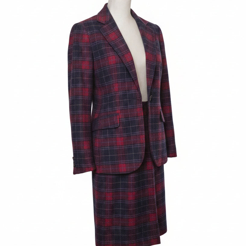 Vintage Pendleton Wool Plaid Skirt Suit Women's Size 12 with Lined Blazer and Skirt