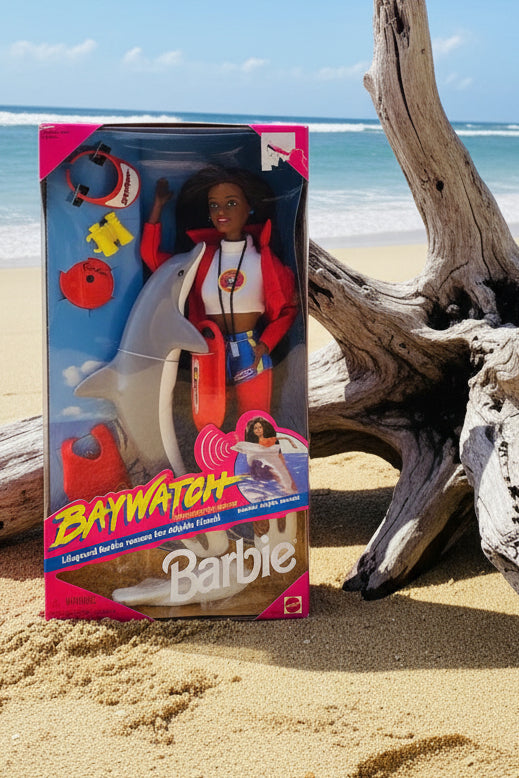 1999 Baywatch Lifeguard Barbie with Dolphin and Accessories