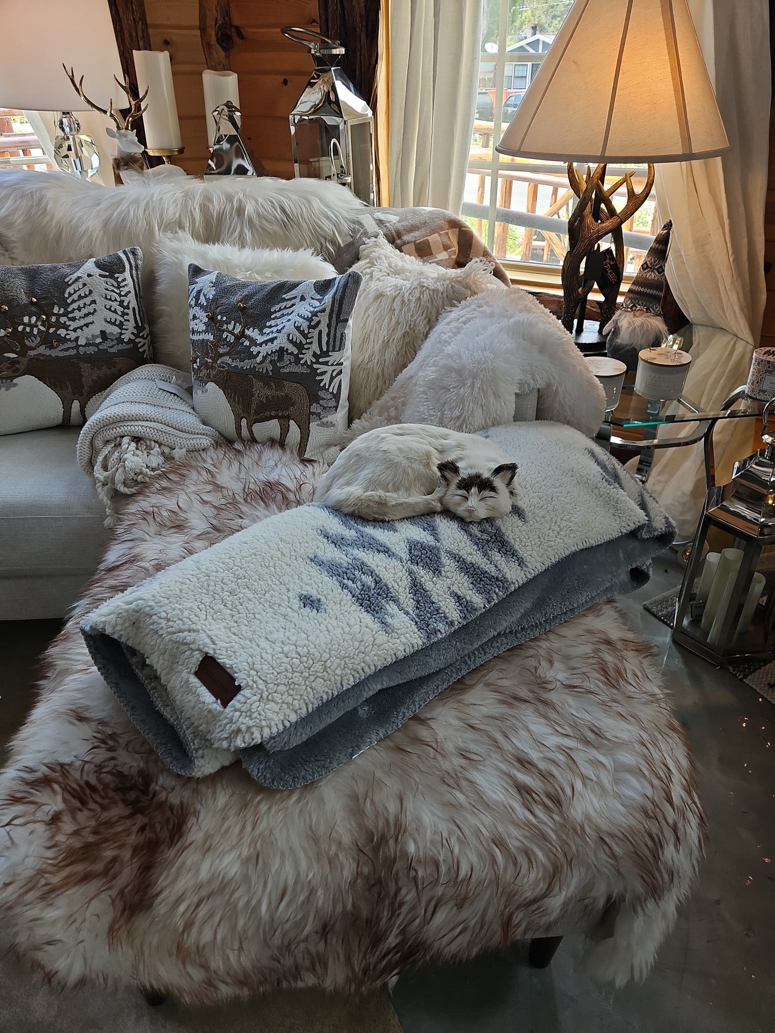 Pendleton 50" x 70" Sherpa Throw Blanket Gray & Ivory Southwestern