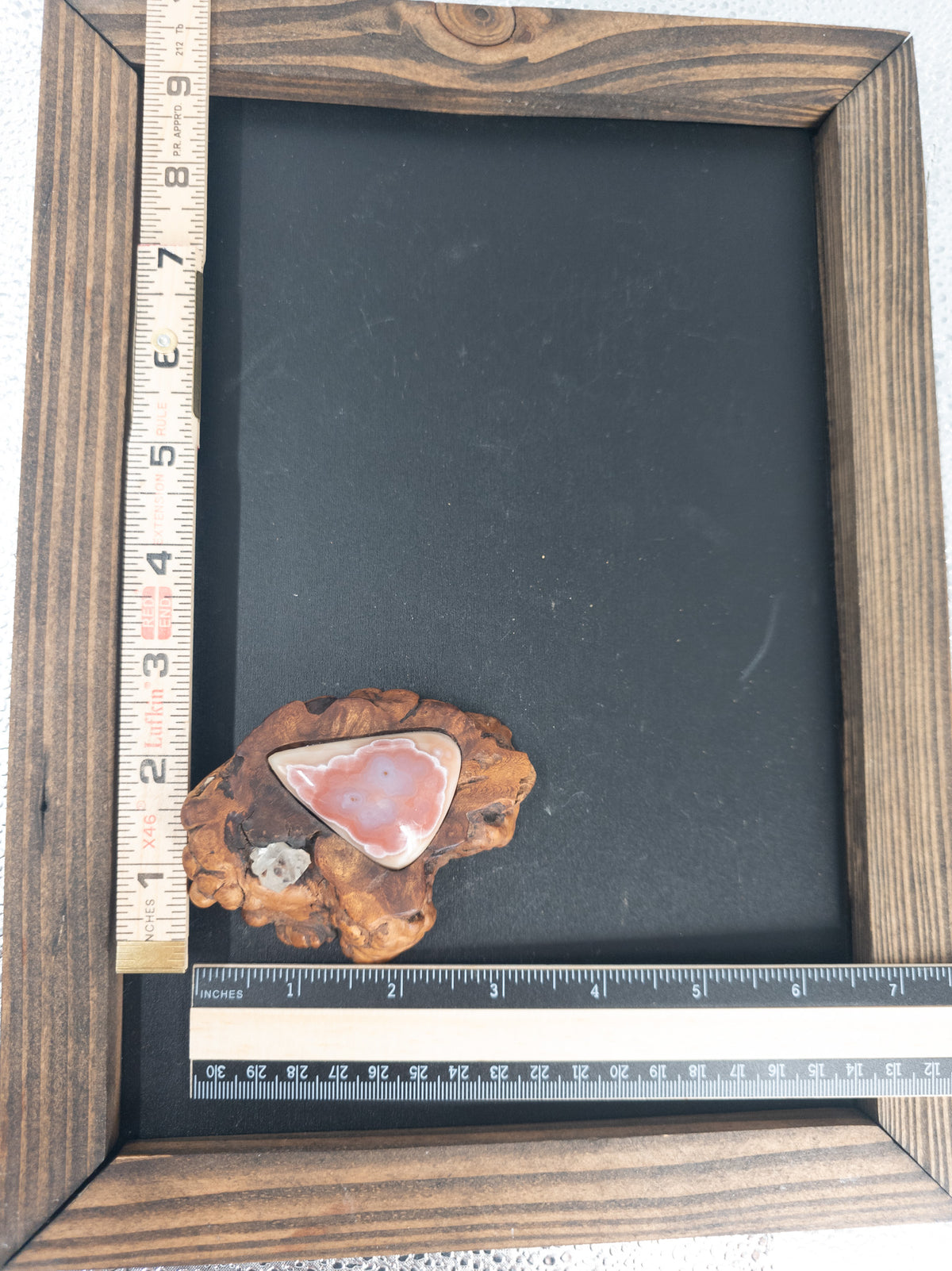 Decorative Crystal Display with Agate & Clear Quartz on Wood Stand