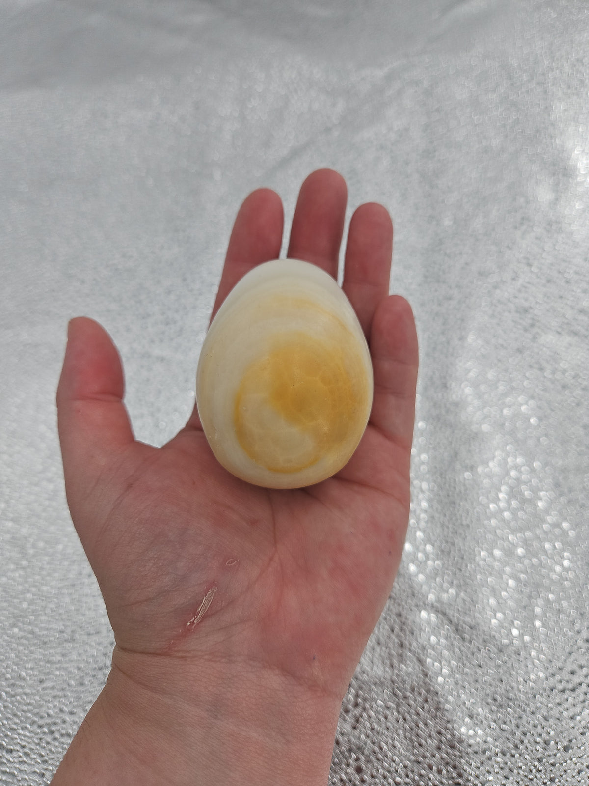 Cream And White Alabaster Egg