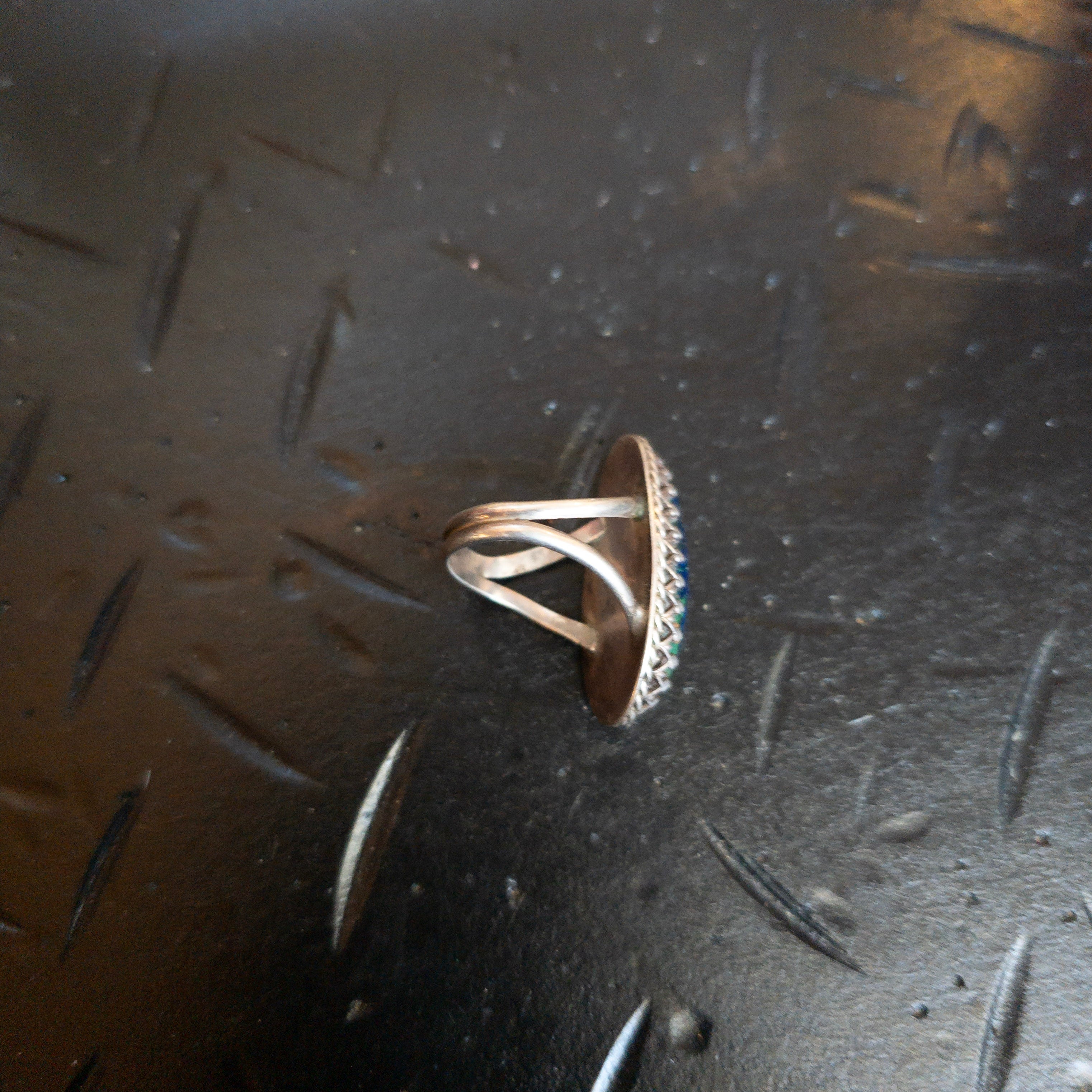 Vintage Southwestern Style Blue & Green Stone Statement Ring – Size 6
