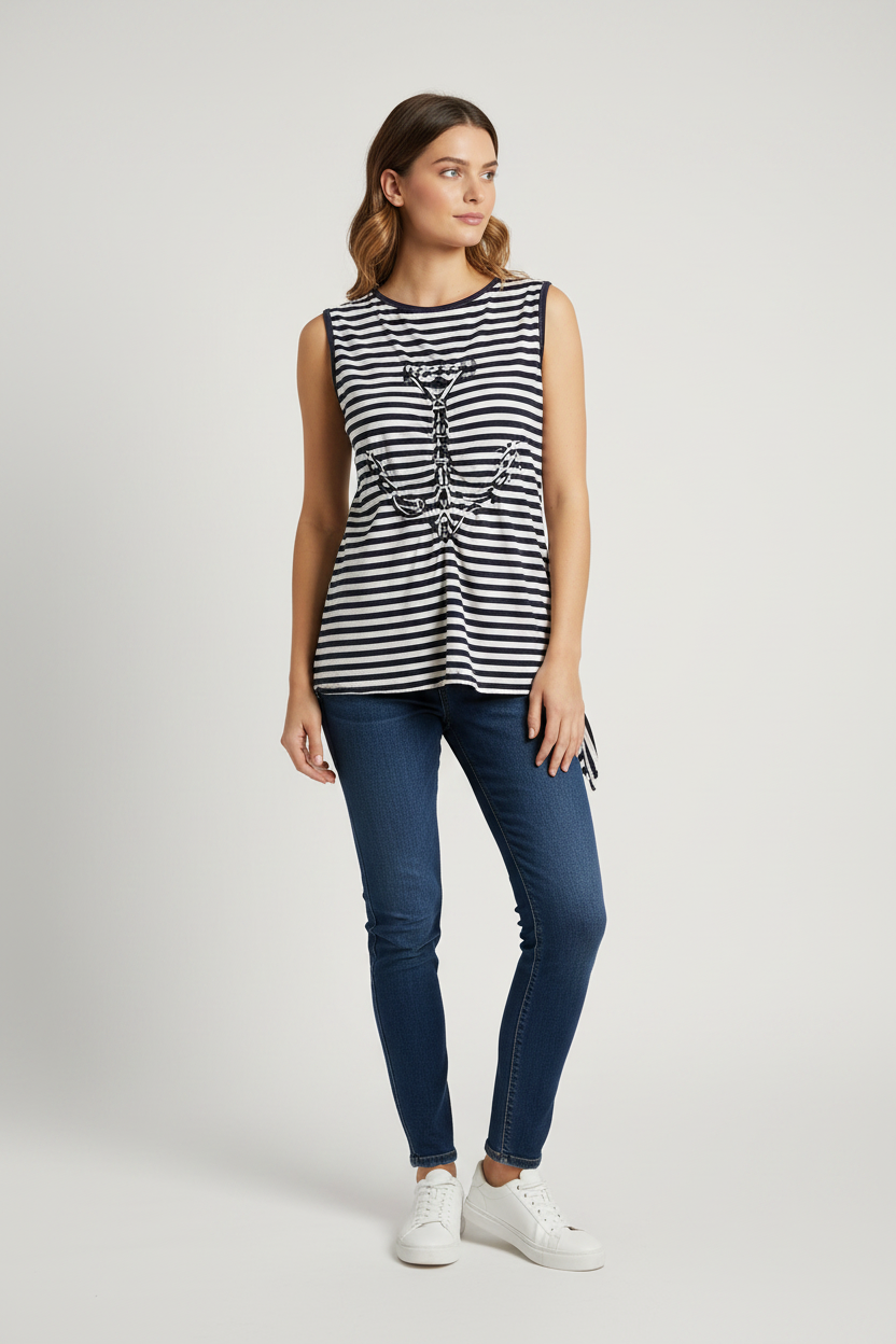 Jean-Paul Gaultier Striped A-Cut Flowy Top