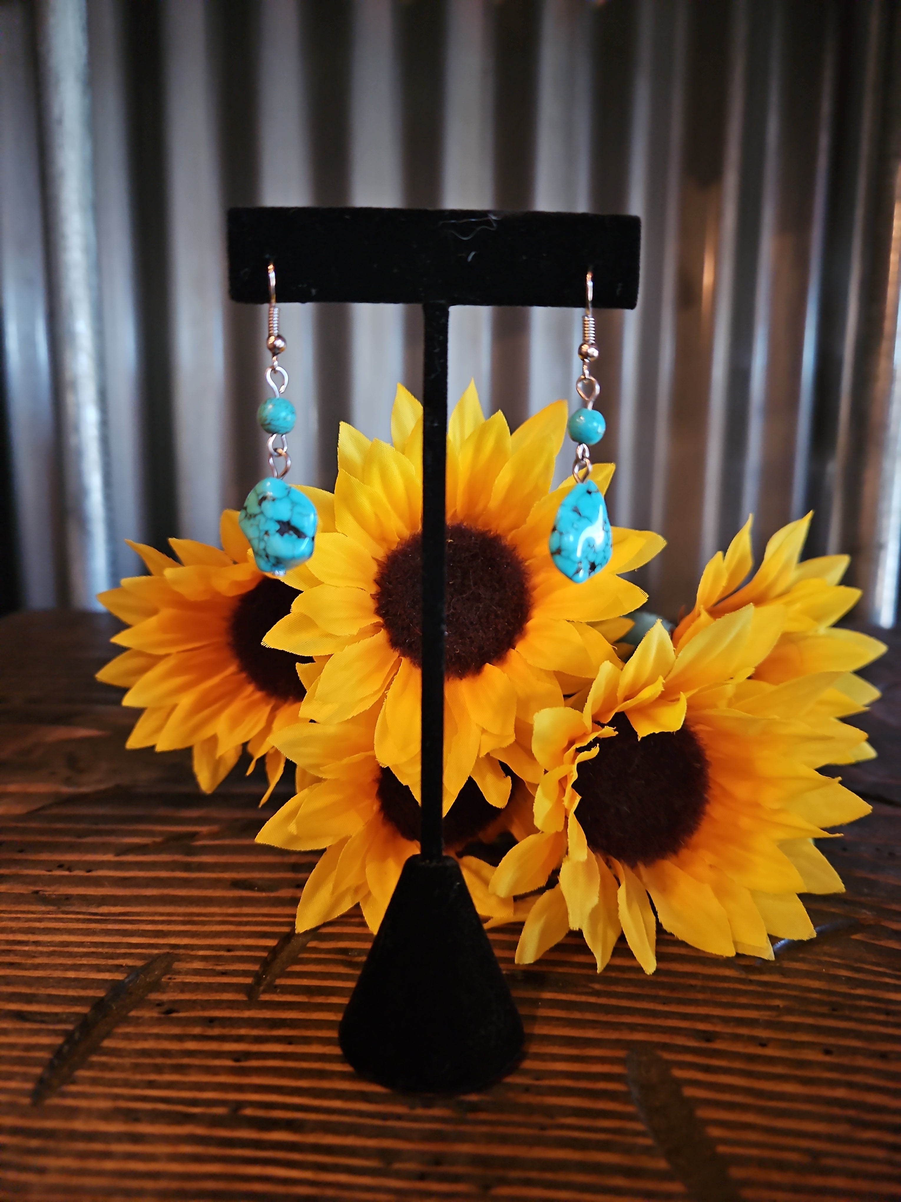 Faux Turquoise Dangle Earrings