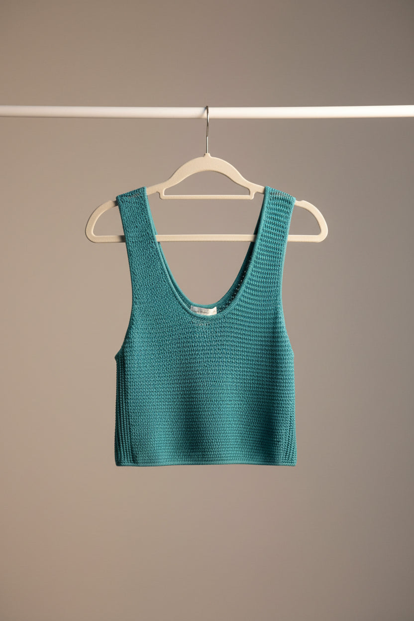 House of Harlow Teal Stretch Knit Tank Top