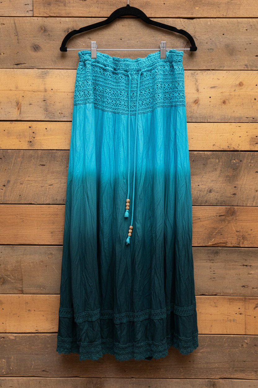 Lapis Teal Ombre Skirt – L