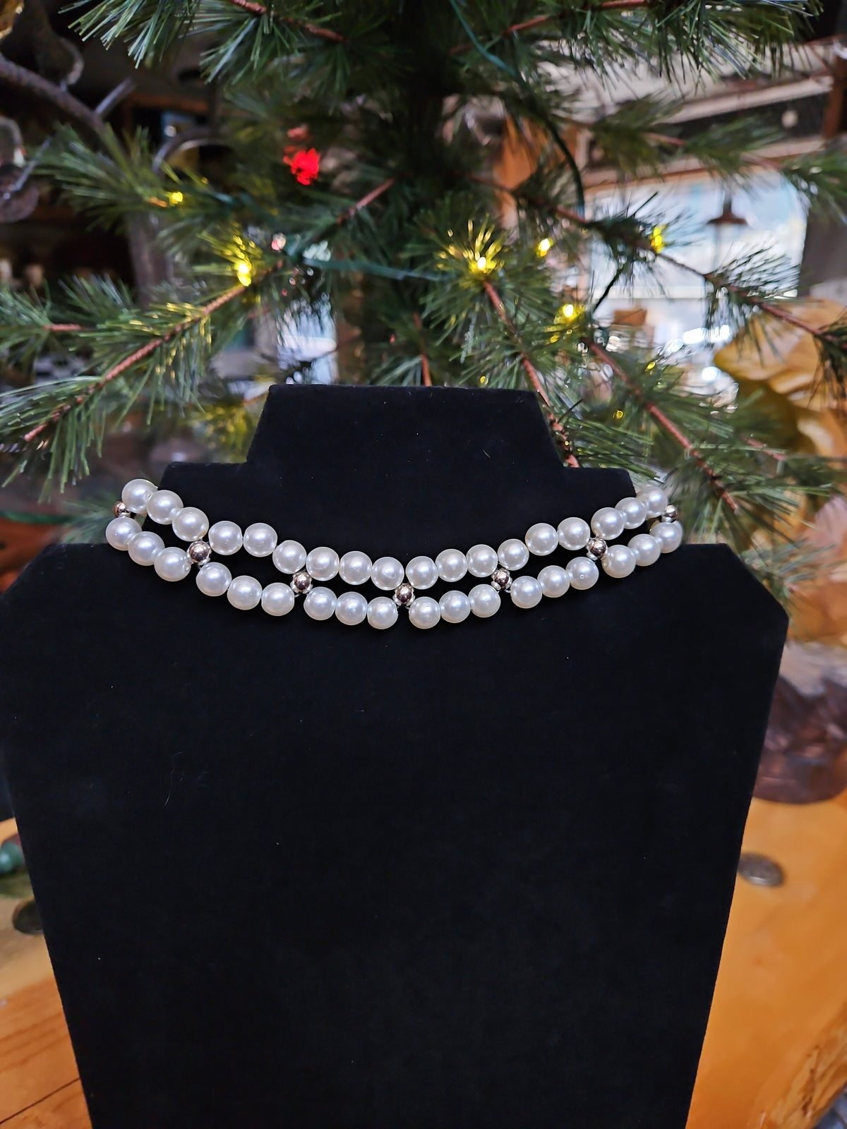 Double-Strand Faux Pearl Choker