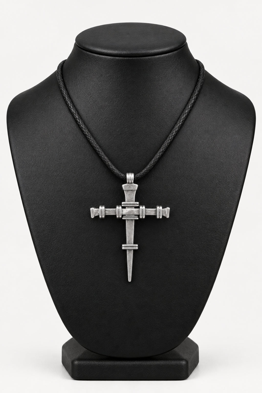 Metal Cross Pendant Necklace on Cord
