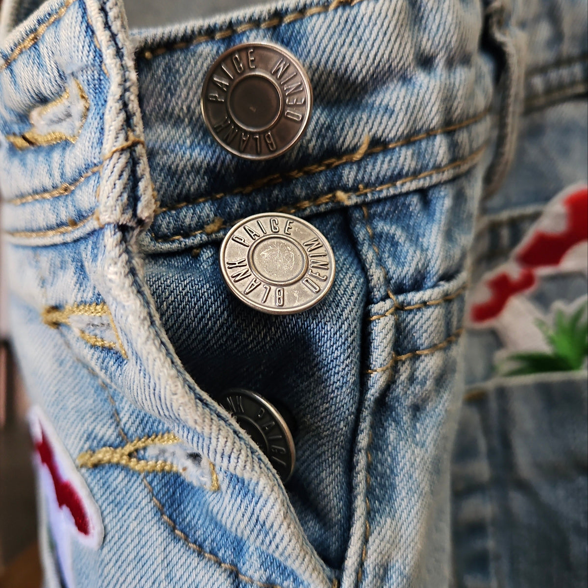 Blank Paige Mushroom Patch Denim Overalls – Size S