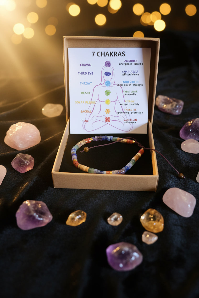 JoycuFF 7 Chakra Gemstone Bracelet – Inspirational Healing Stone Bracelet