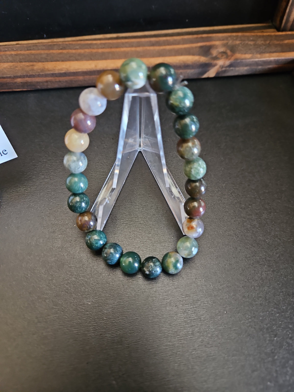 Indian Agate Beaded Stretch Bracelet