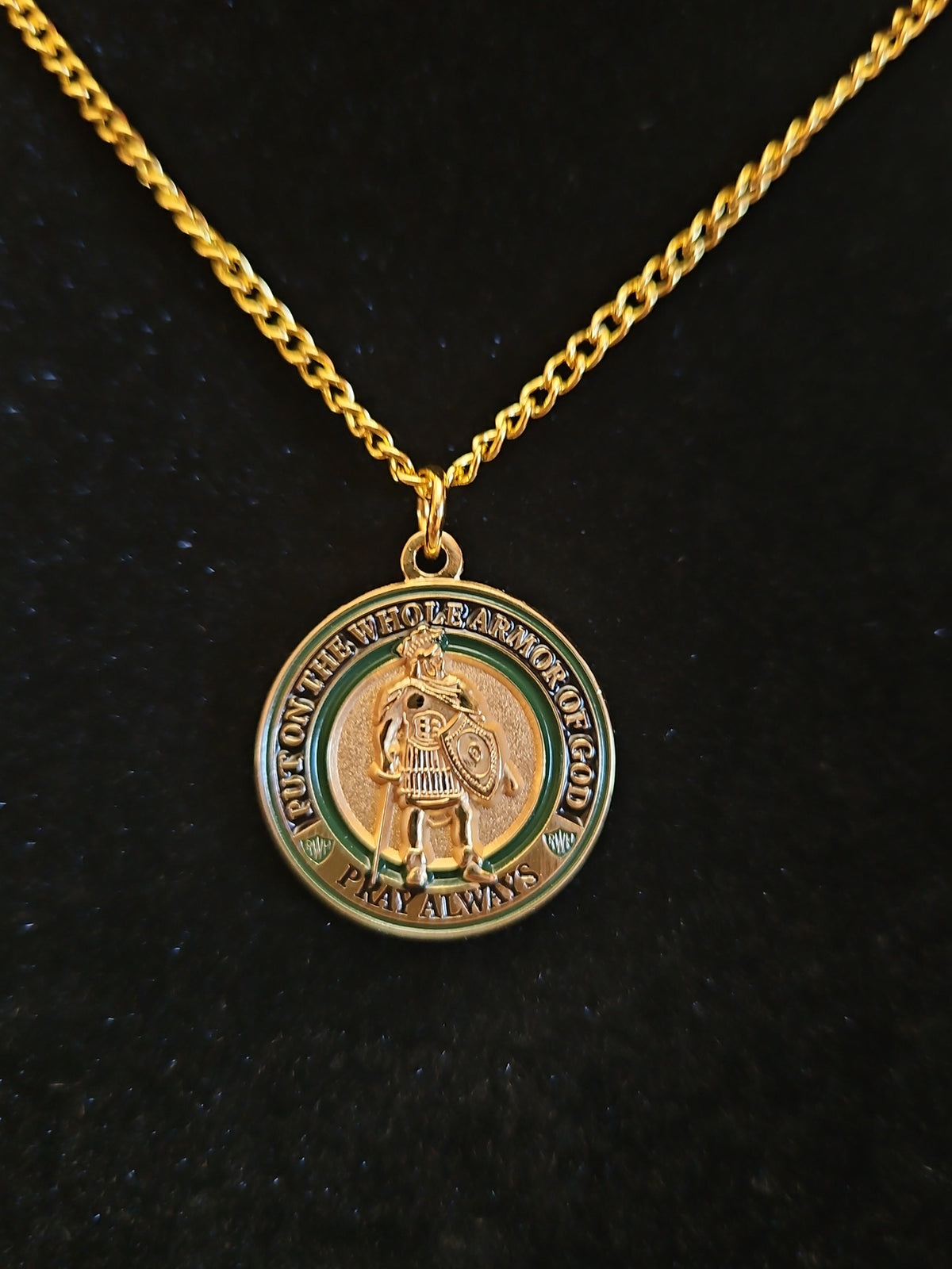 SymbolArts Armor of God Gold-Tone Warrior Pendant Necklace