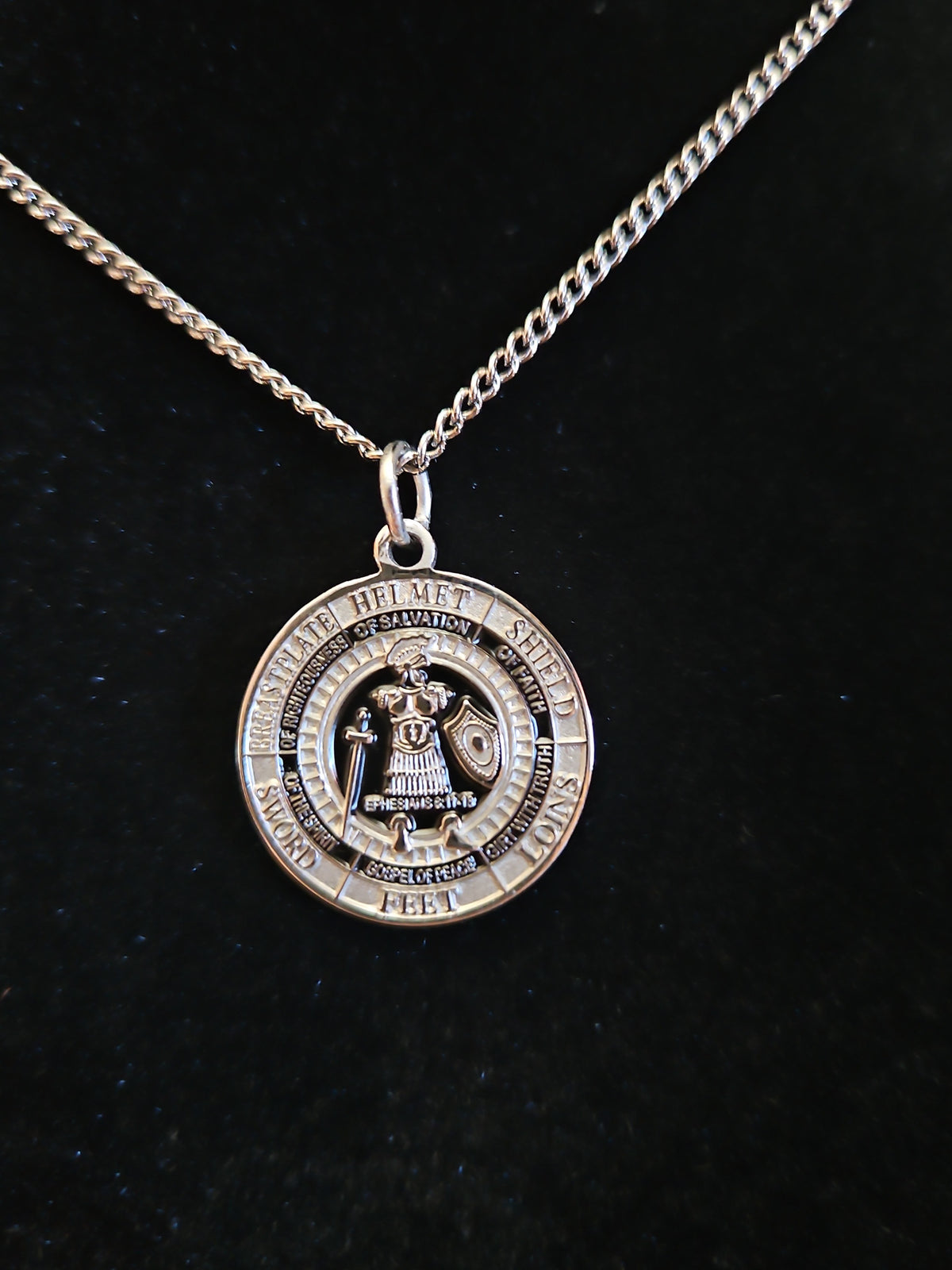 Armor of God Roman Warrior Medallion Necklace – Ephesians 6:11-18 Christian Faith Pendant