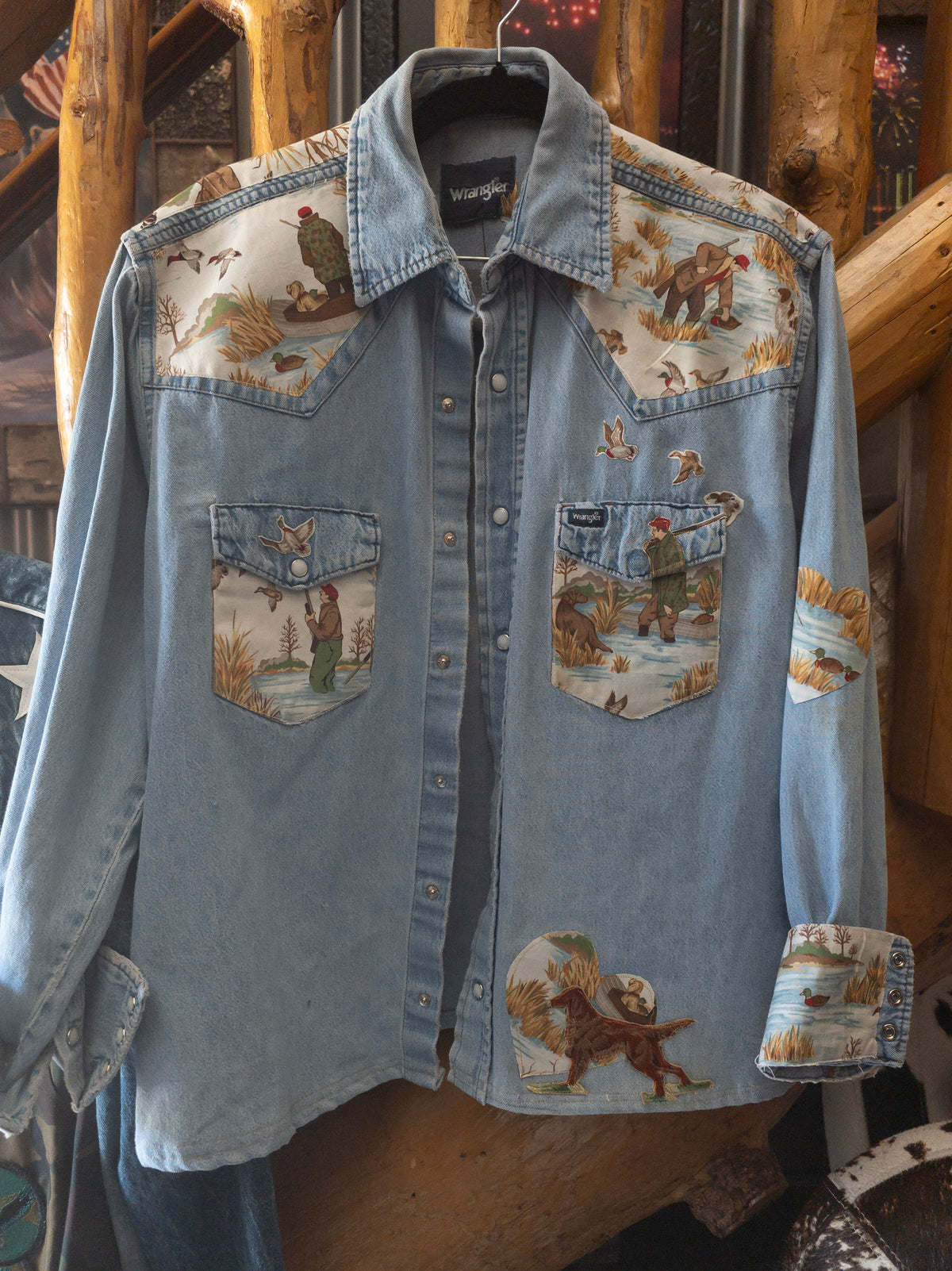 Vintage Wrangler Denim Duck Hunting Shirt – Pheasant & Waterfowl Print
