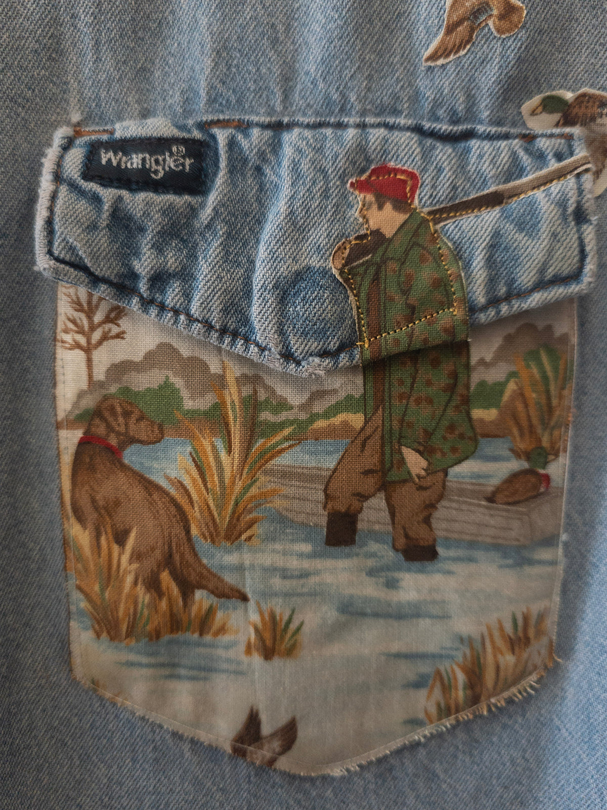 Vintage Wrangler Denim Duck Hunting Shirt – Pheasant & Waterfowl Print