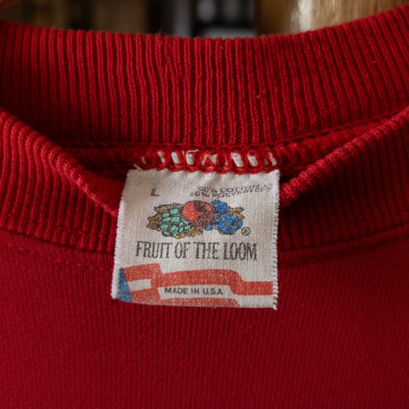 Vintage Fruit of the Loom Red Ranchin’ Rodeo Cowboy Graphic Crewneck Sweatshirt