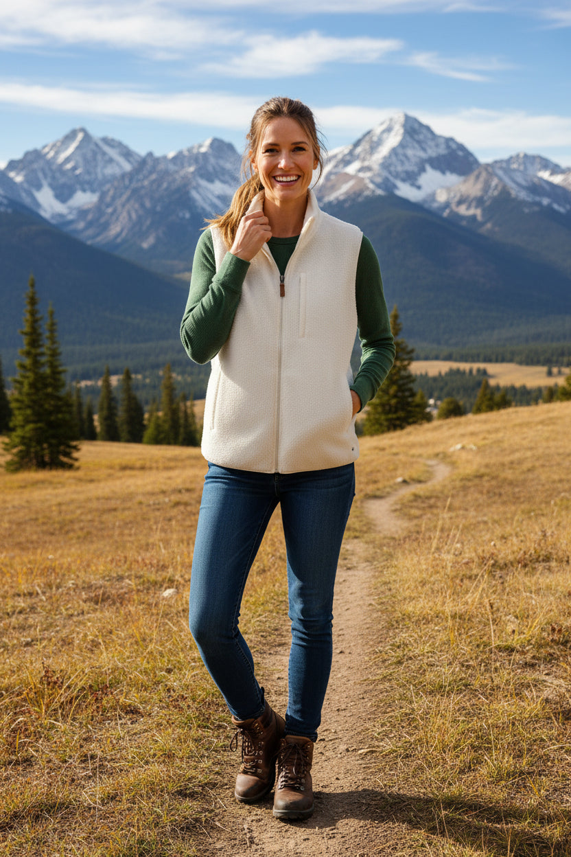 Crown & Ivory Sleeveless White Sherpa Vest