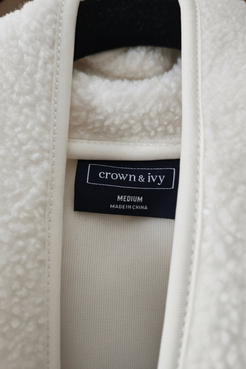 Crown & Ivory Sleeveless White Sherpa Vest