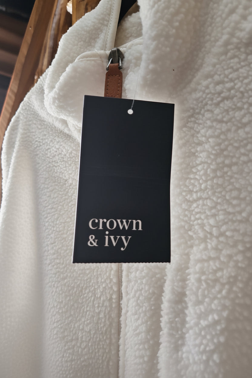Crown & Ivory Sleeveless White Sherpa Vest