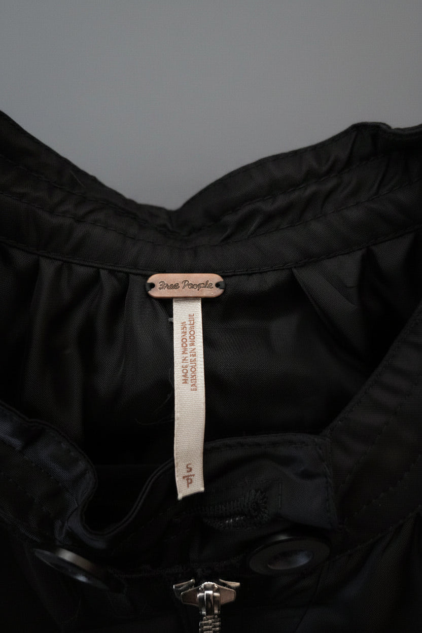 Free People Black Windbreaker Patched Jacket Size S
