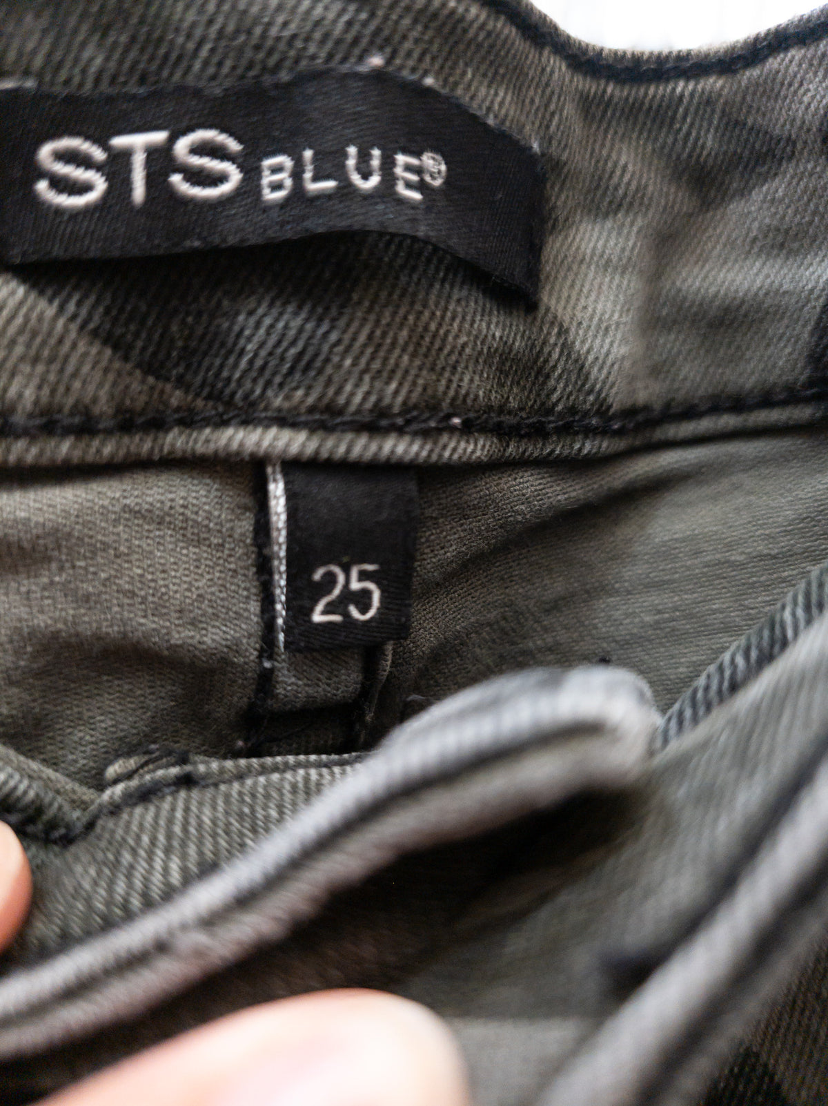 Custom STS Blue Camo Sheriff’s Patrol & Police Patch Distressed Denim Shorts – Size 25
