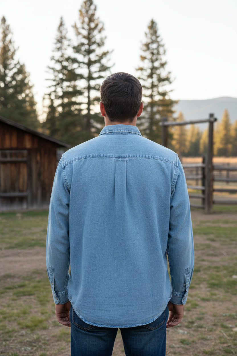 Polo Ralph Lauren Big Shirt Denim Button-Down | Men's XL | 100% Cotton | Classic Blue Chambray Shirt