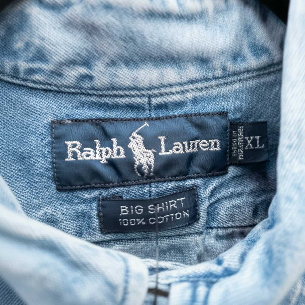 Polo Ralph Lauren Big Shirt Denim Button-Down | Men's XL | 100% Cotton | Classic Blue Chambray Shirt