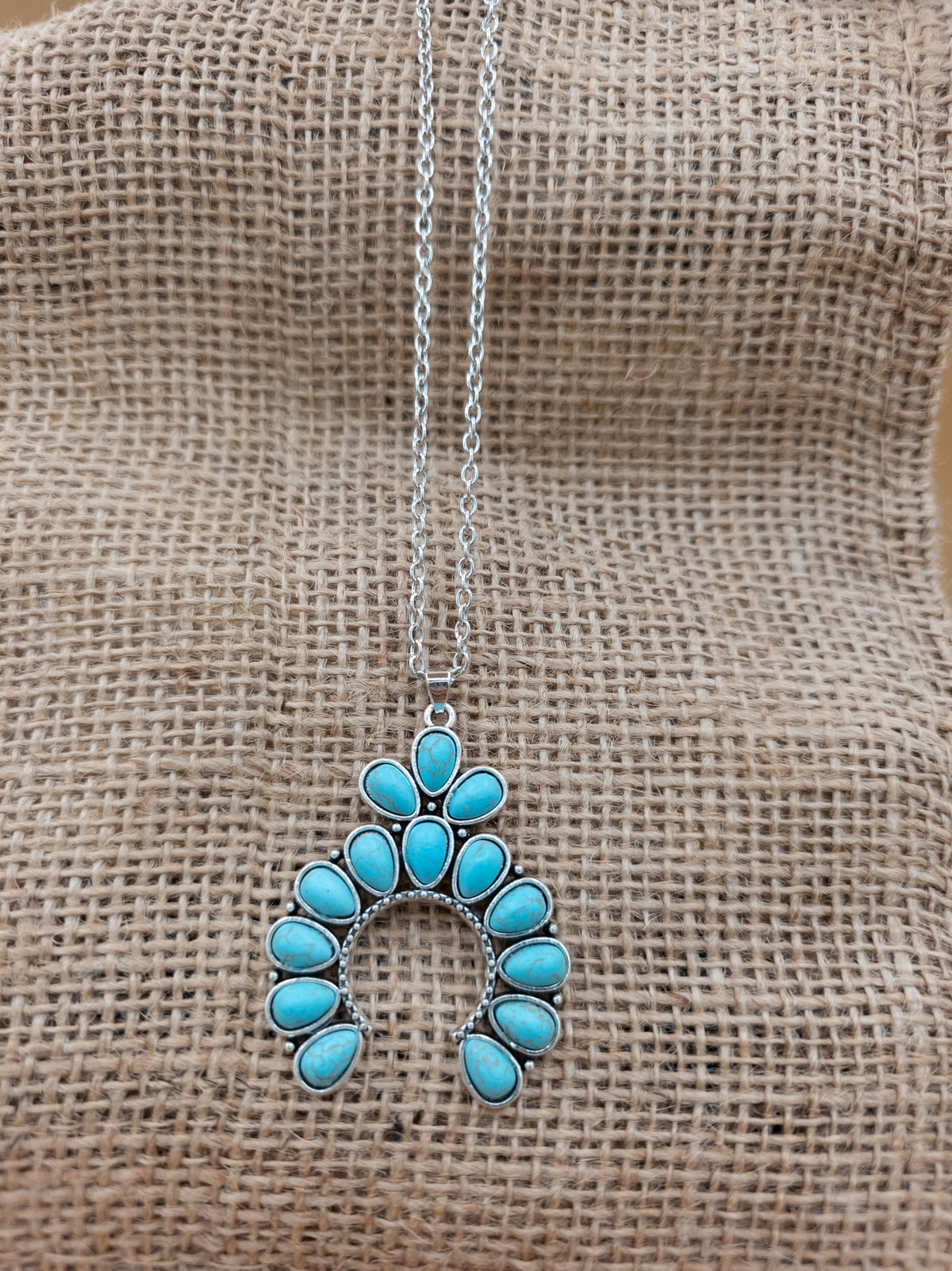 Turquoise-Style Blue Stone Pendant Necklace