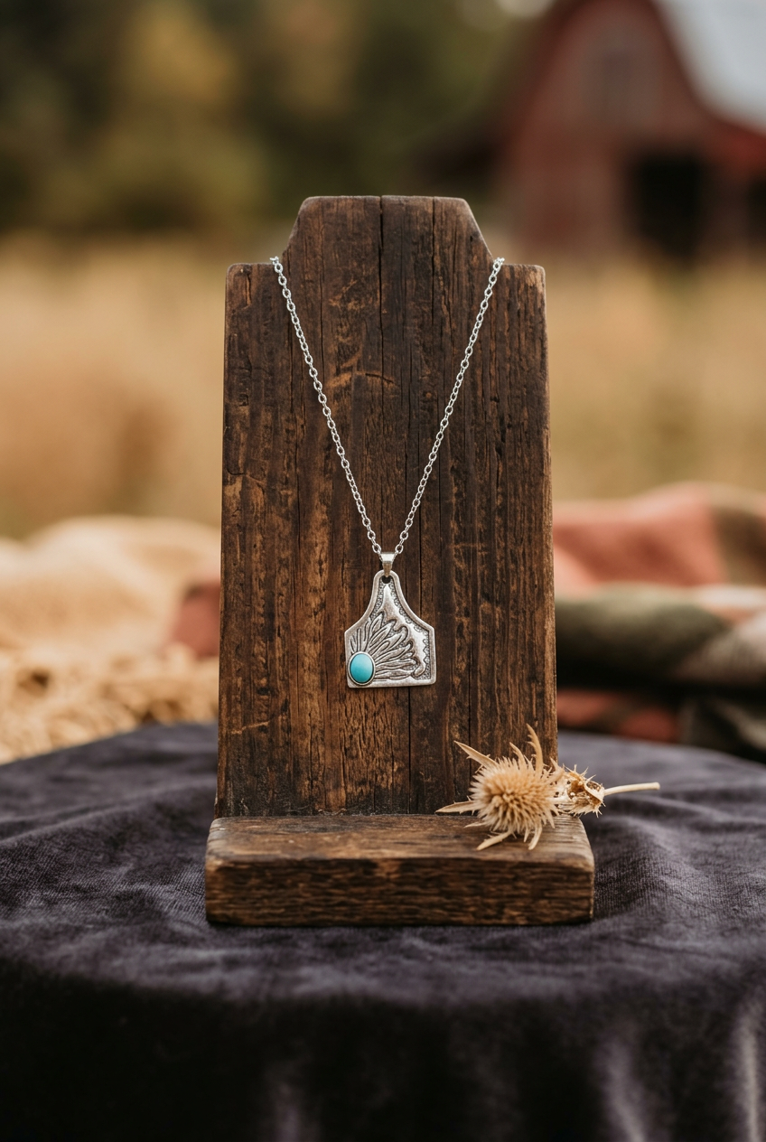 Faux Turquoise Southwestern Pendant Necklace