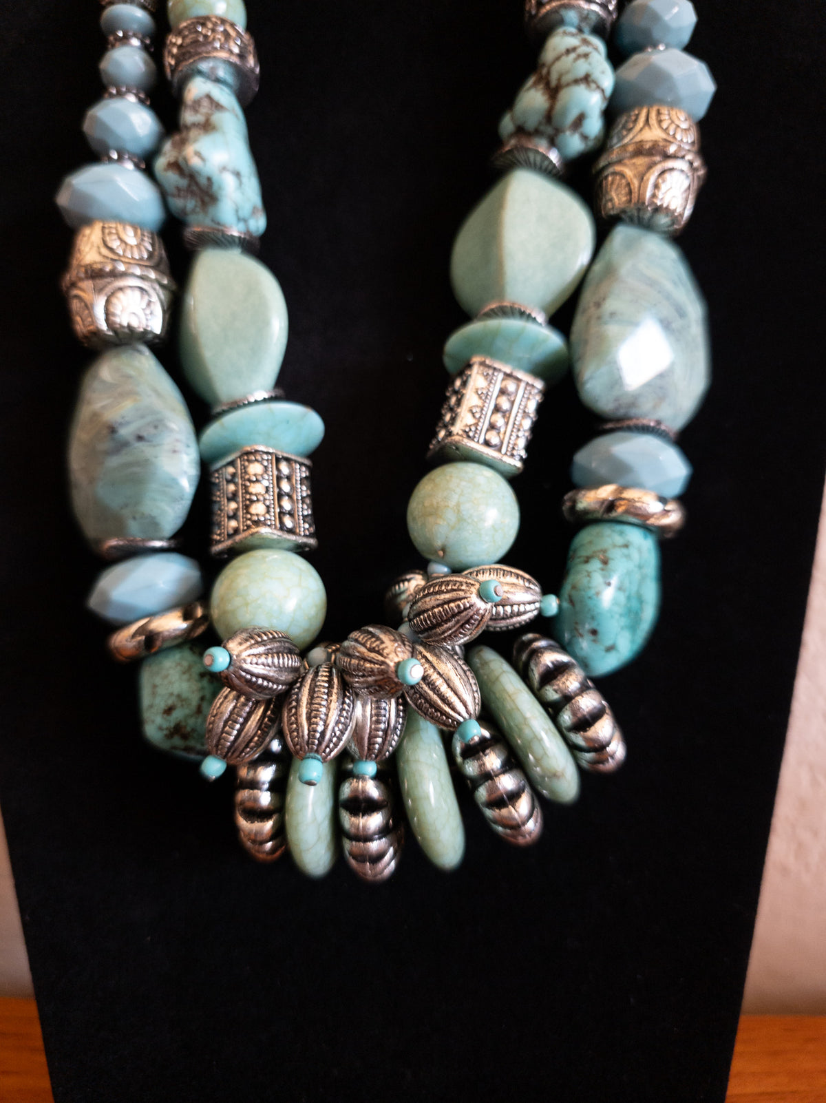 Turquoise With Silver Tone Necklace
