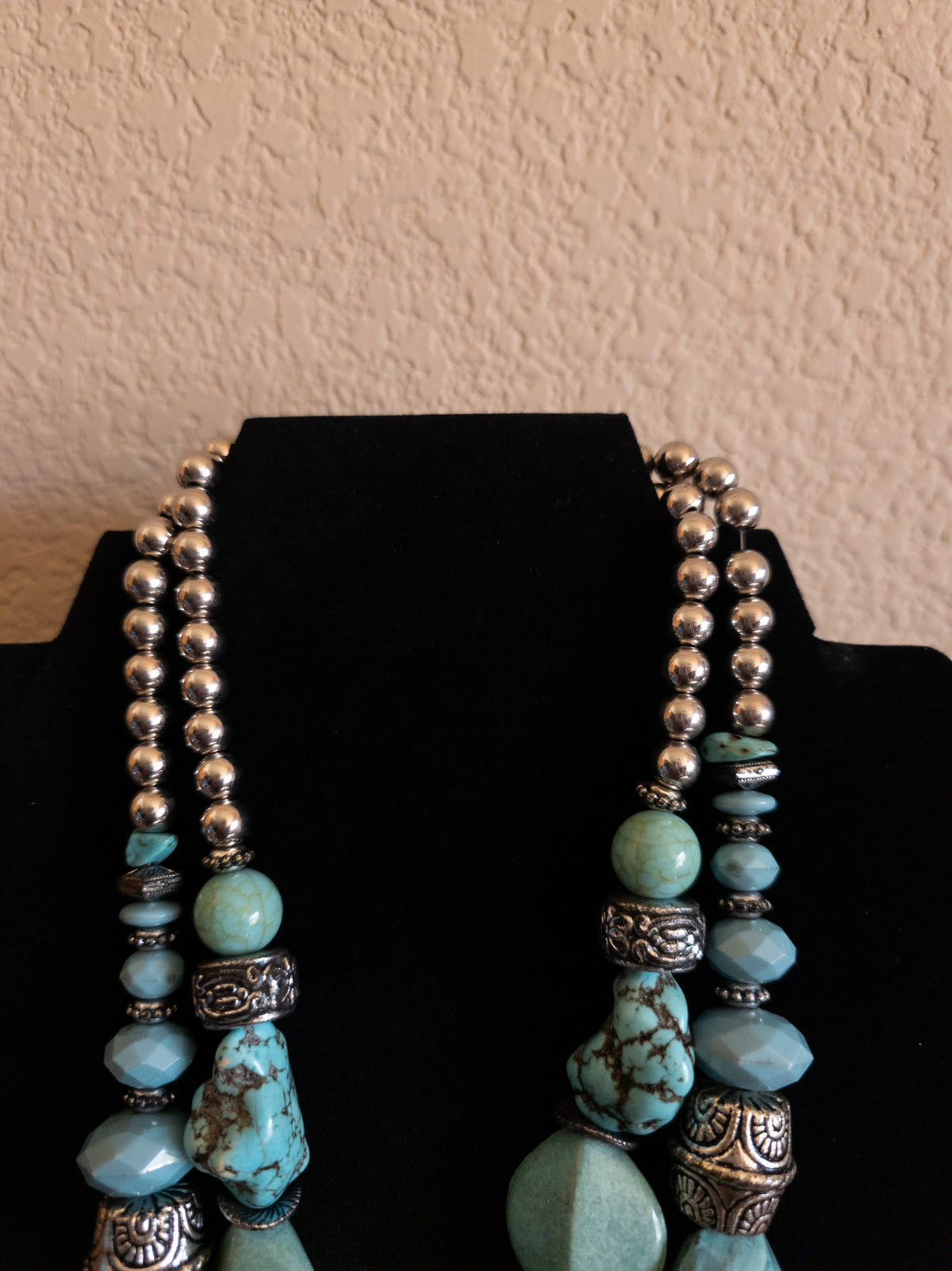 Turquoise With Silver Tone Necklace