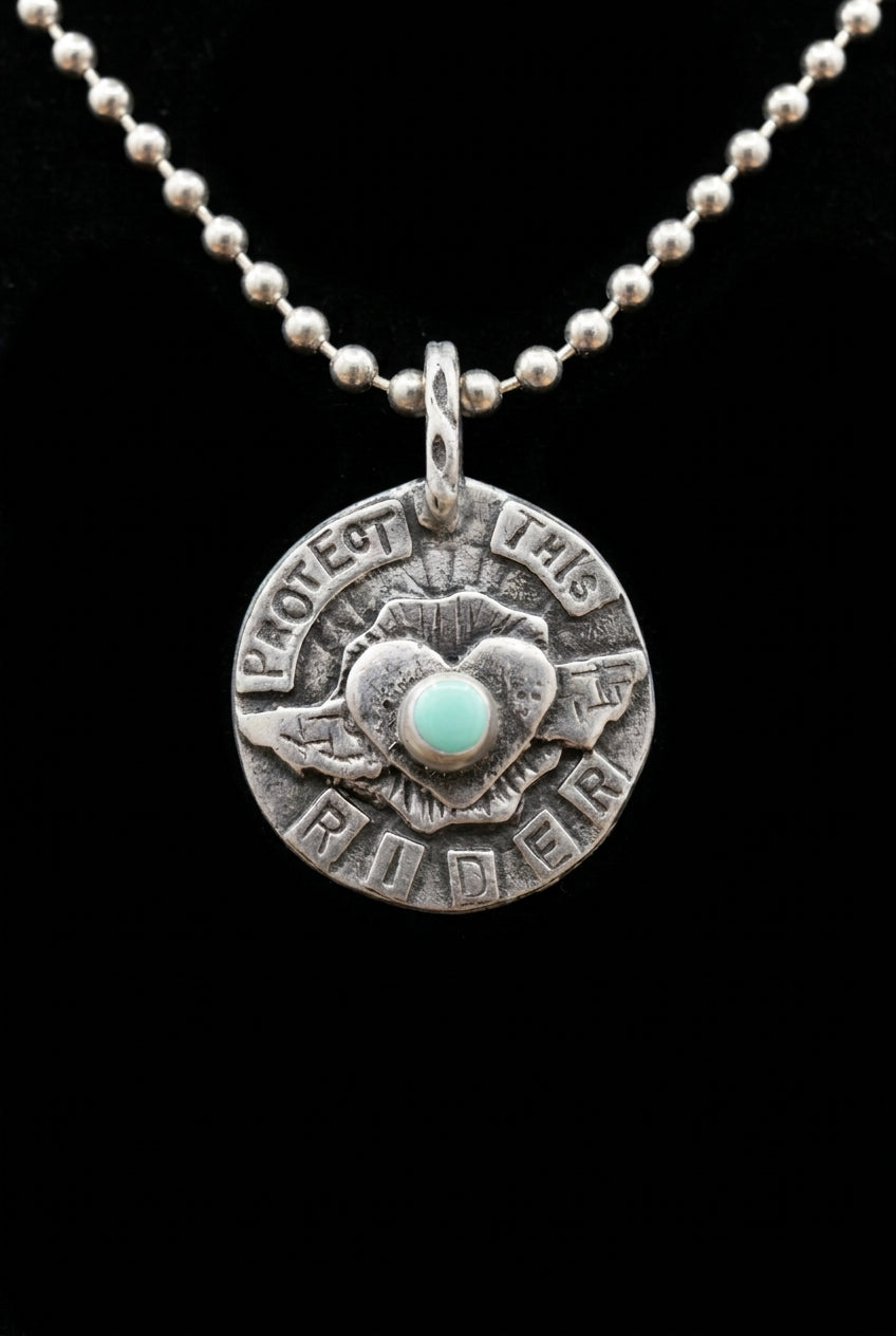 Protect This Rider Turquoise Horse Pendant Necklace