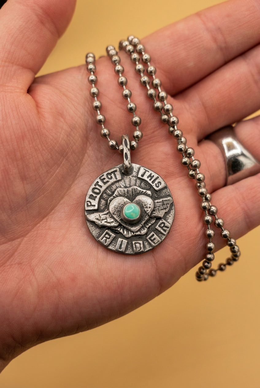 Protect This Rider Turquoise Horse Pendant Necklace