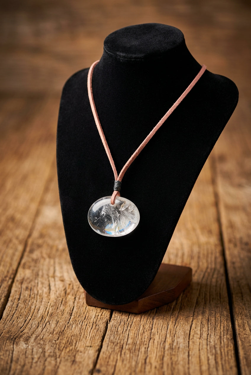 Boho Natural Stone Statement Necklace on Cord
