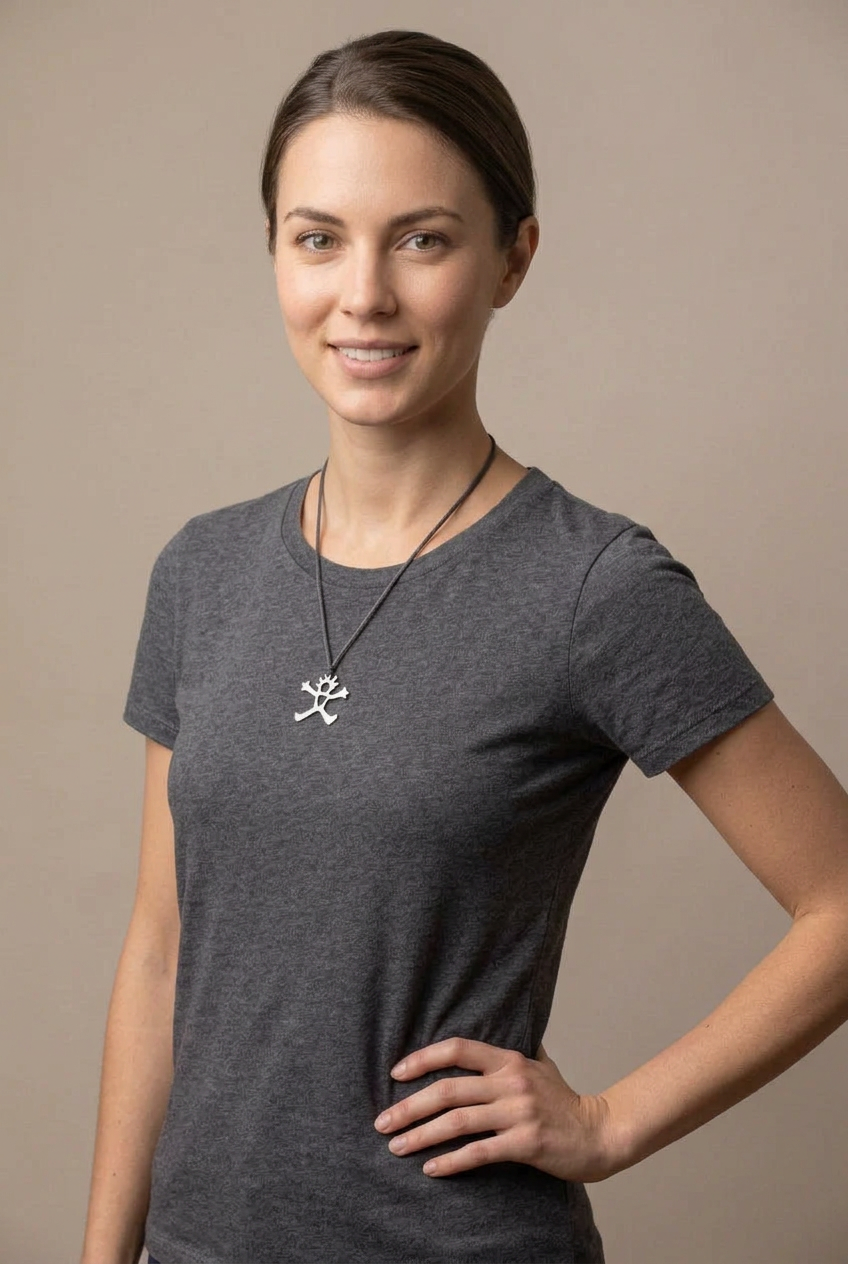Figure Heart Pendant Necklace on Black Cord