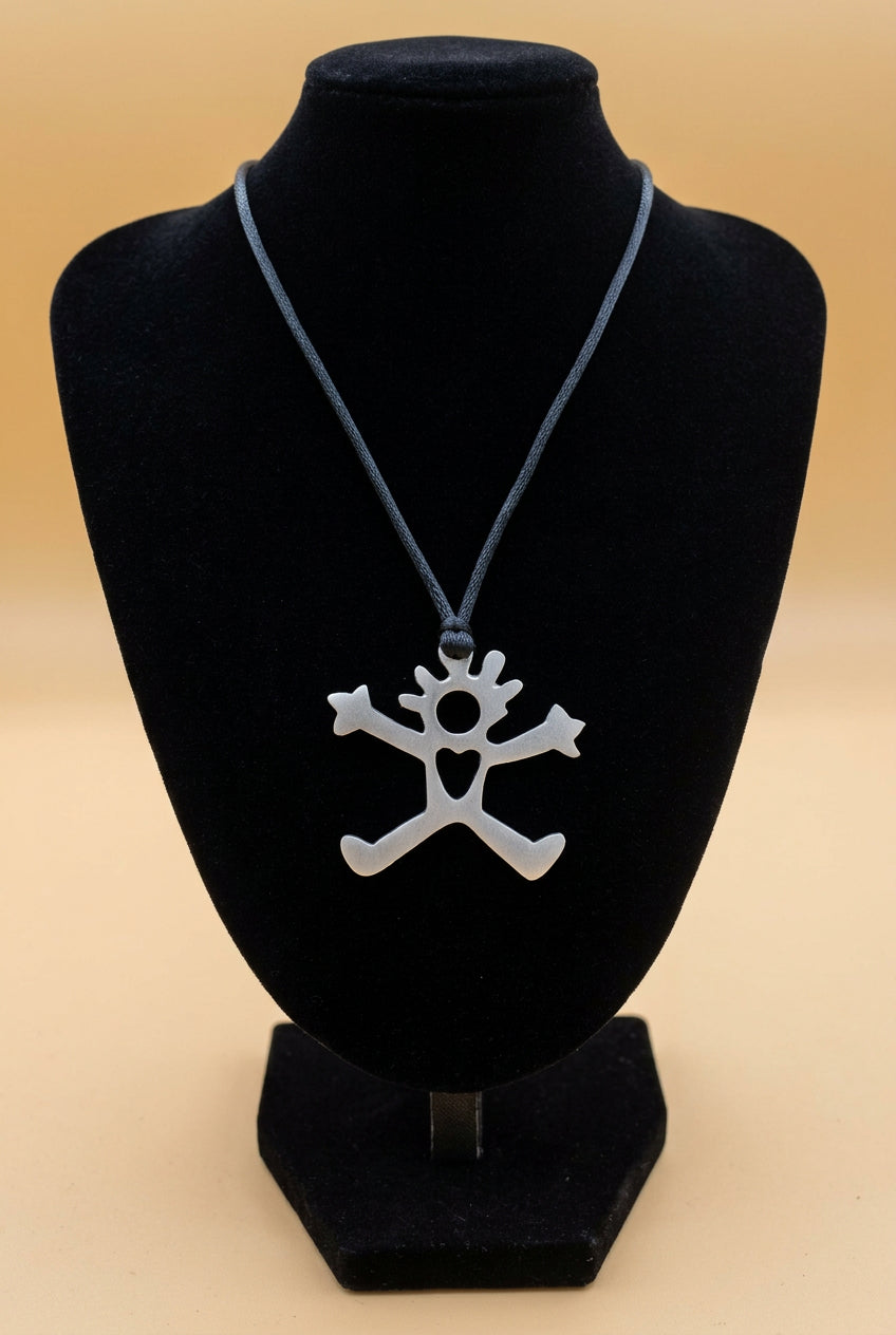 Figure Heart Pendant Necklace on Black Cord